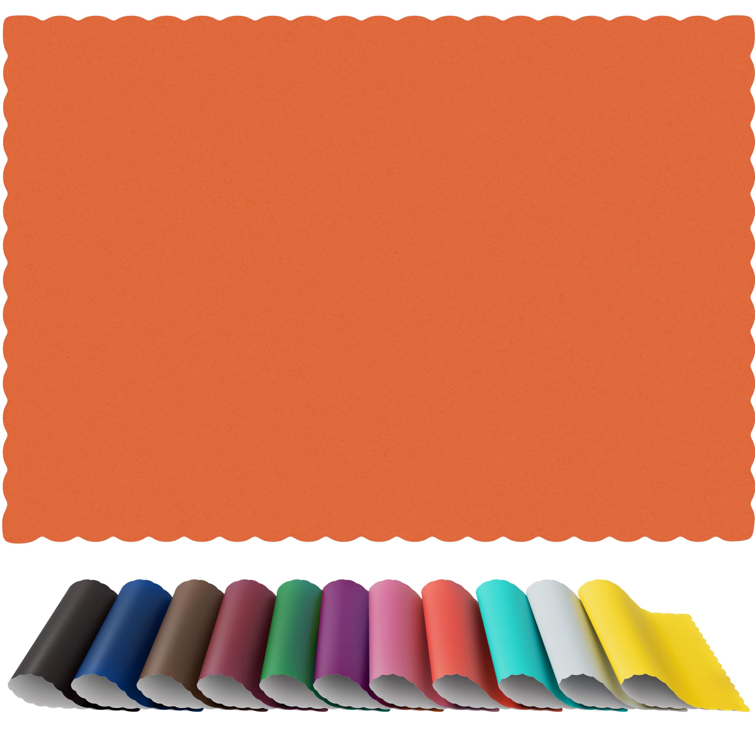Paper Placemats - Disposable - Scalloped Edge (100, Orange)