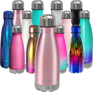 CHILLOUT LIFE Stainless Steel Water Bottle for Kids School 12 oz Double Wall Insulated Cola Bottle Shape for Cold and Warm Drinks, BPA Free Metal Sports Bottle for Boys, Girls & Women