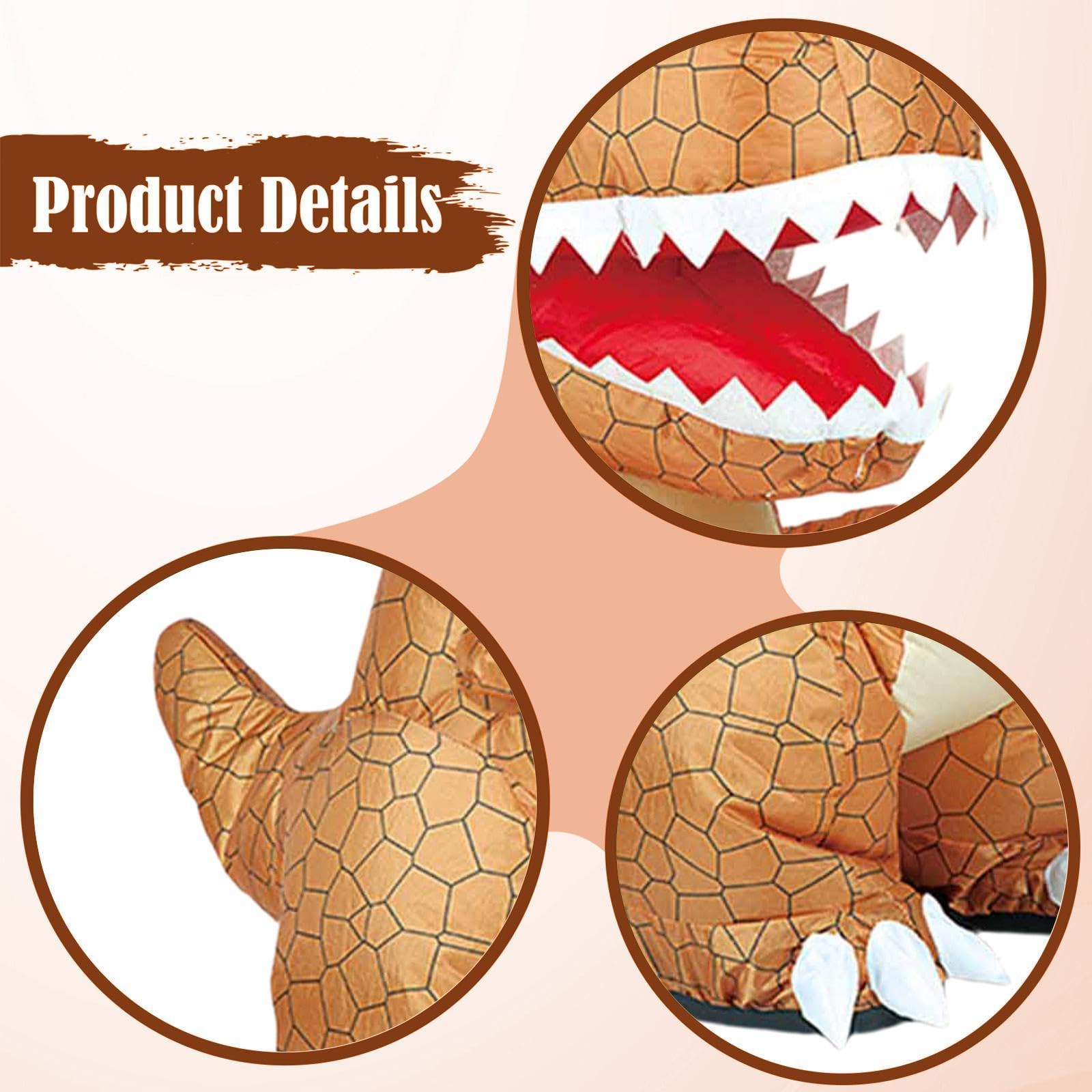 Qianly Juguete Eléctrico Dinosaurio Inflable Control Remoto Inflación Automática Rotación de 360 Grados Y Música Activa Adecuado para Niños Fiestas de Cumple, MarrÓn