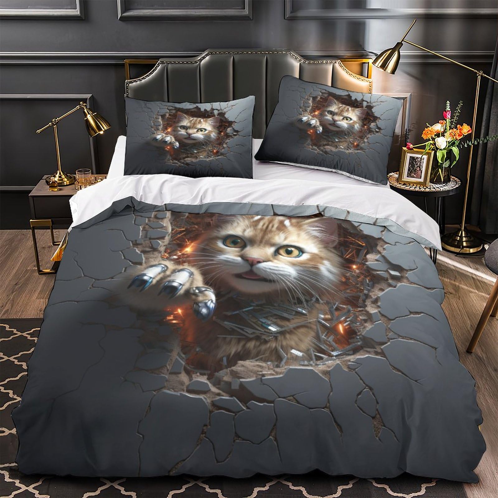 Parure de lit chat 3D sauvage pour transformer la chambre des enfants et ados