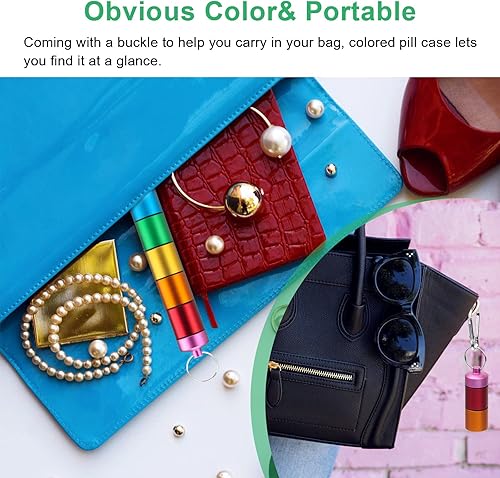 Miniatura 4 de Pastillero portátil pequeño, impermeable, de metal, para pastilleros, tubo, mini organizador de píldoras semanal, pastilleros, contenedor de