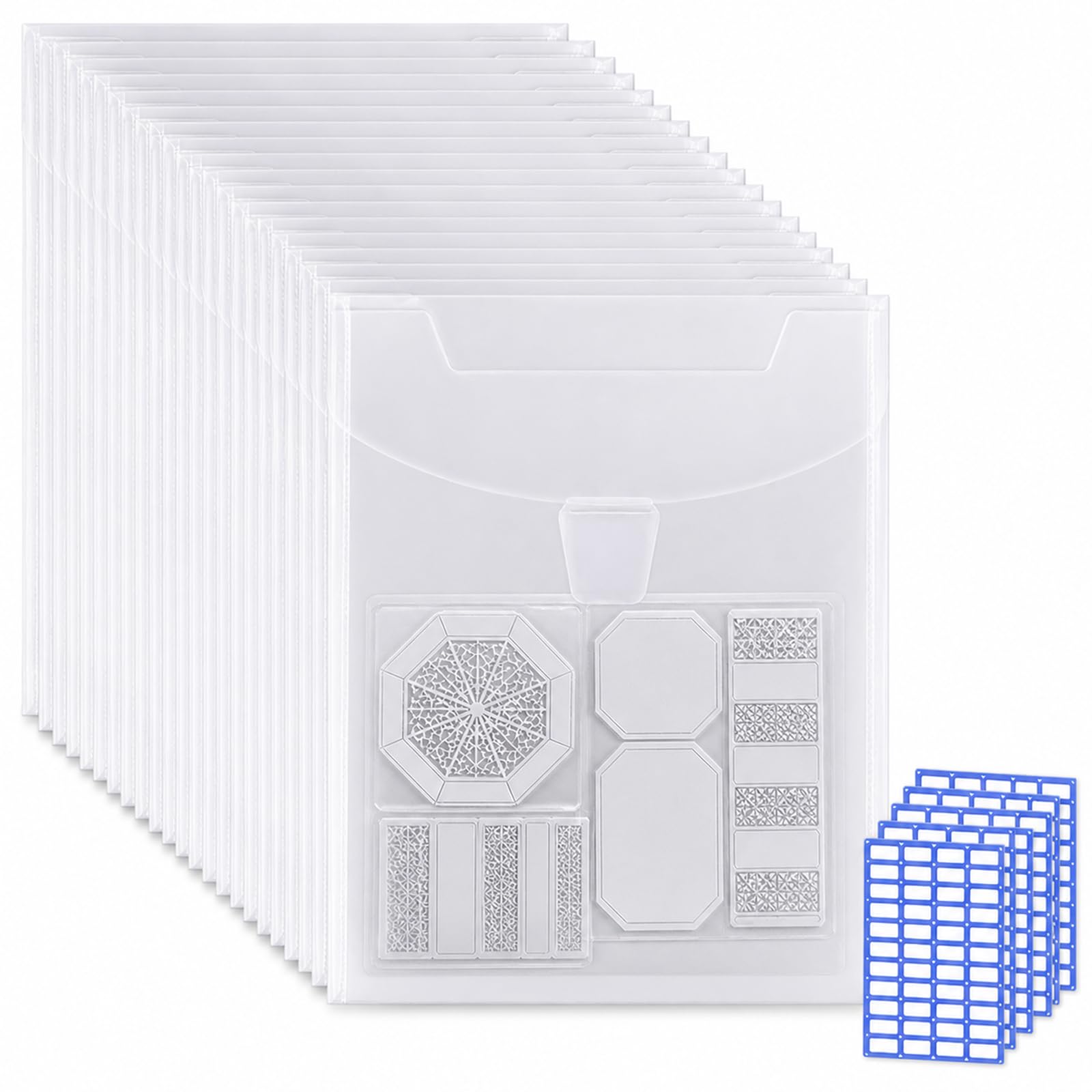 Rangement tampons et matrices créatives pour un atelier de scrapbooking serein