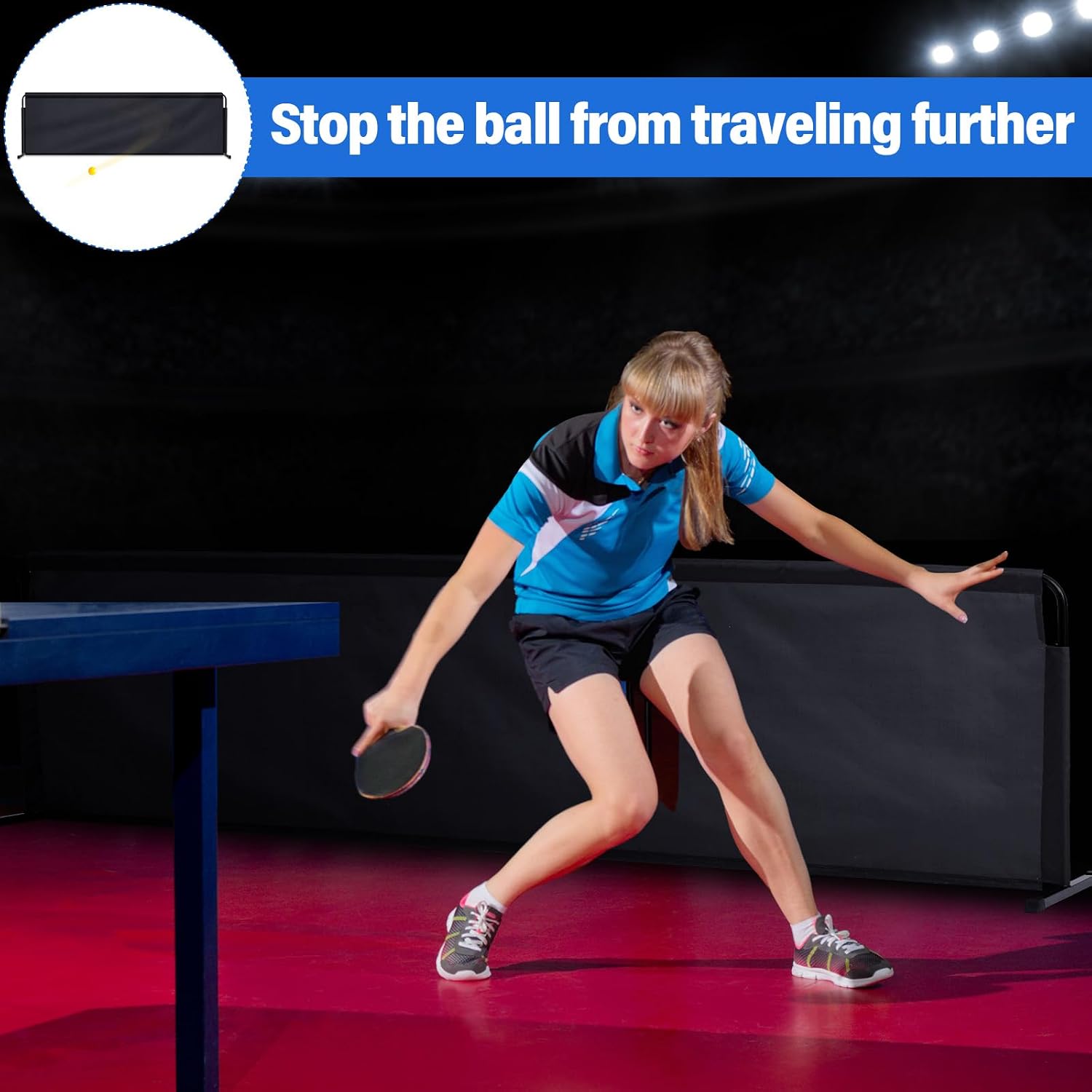 2 Pcs 92" x 27.5" Table Tennis Baffle Barrier Table Tennis Field Fence 420d Oxford Cloth Court Surround Barrier Block for Quicker and Easier Pick Up