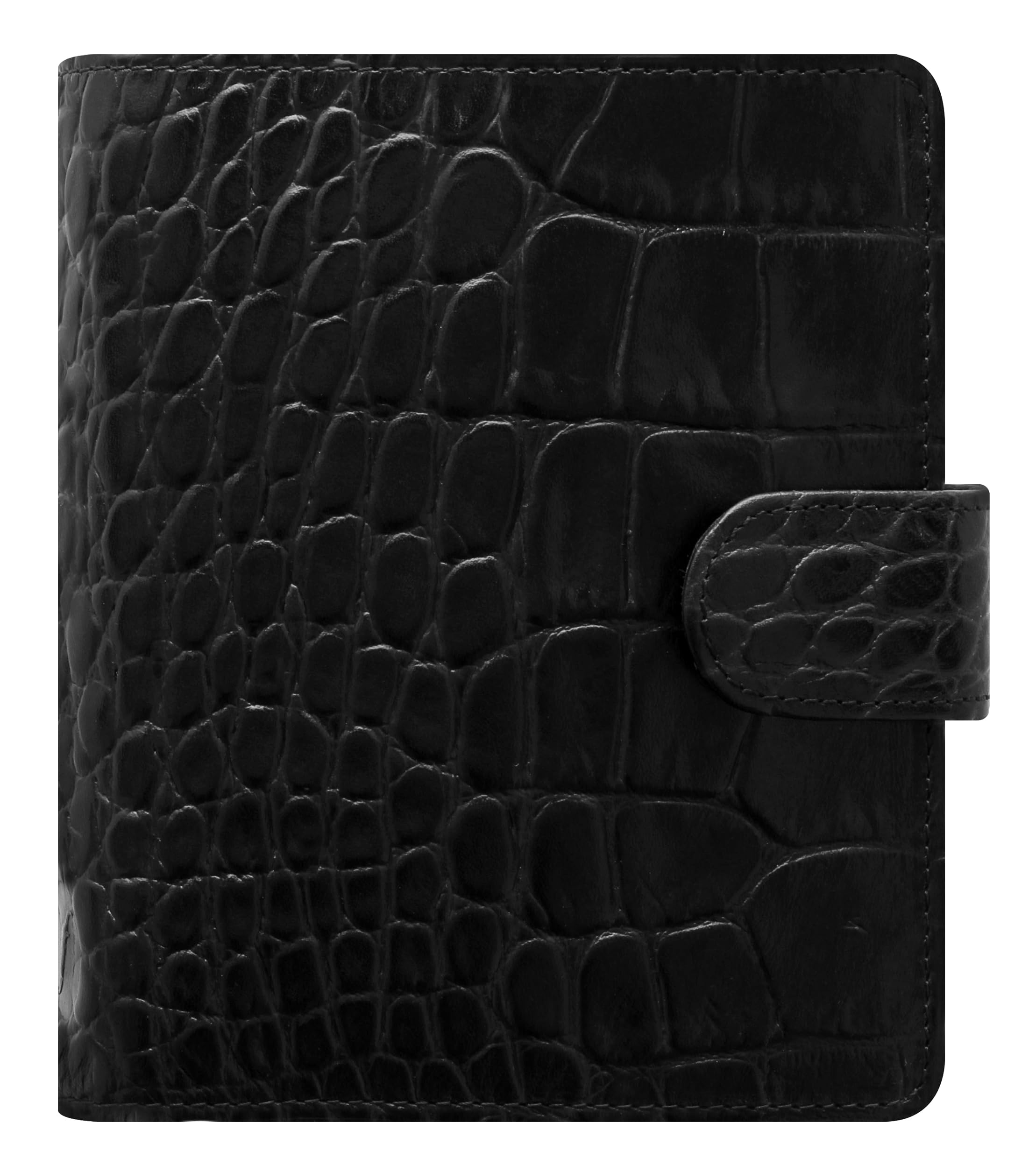 Filofax Classic Croc Pocket Leather Organiser - Ebony