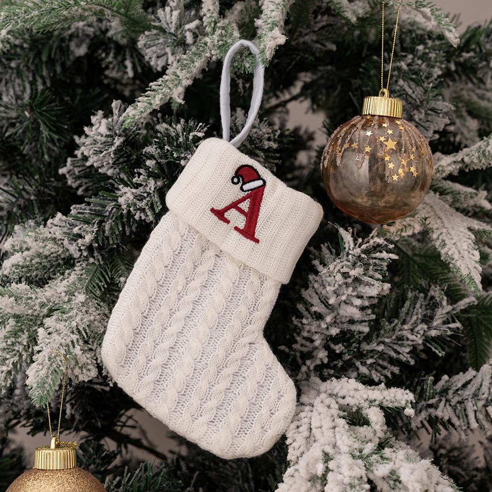 Abandi Calze Natalizie Mini Con Monogramma Ricamato – 20 Cm, Verde, Rosso E Bianco, Con Iniziale, Per Camino E Albero, Decorazioni Feste - 4