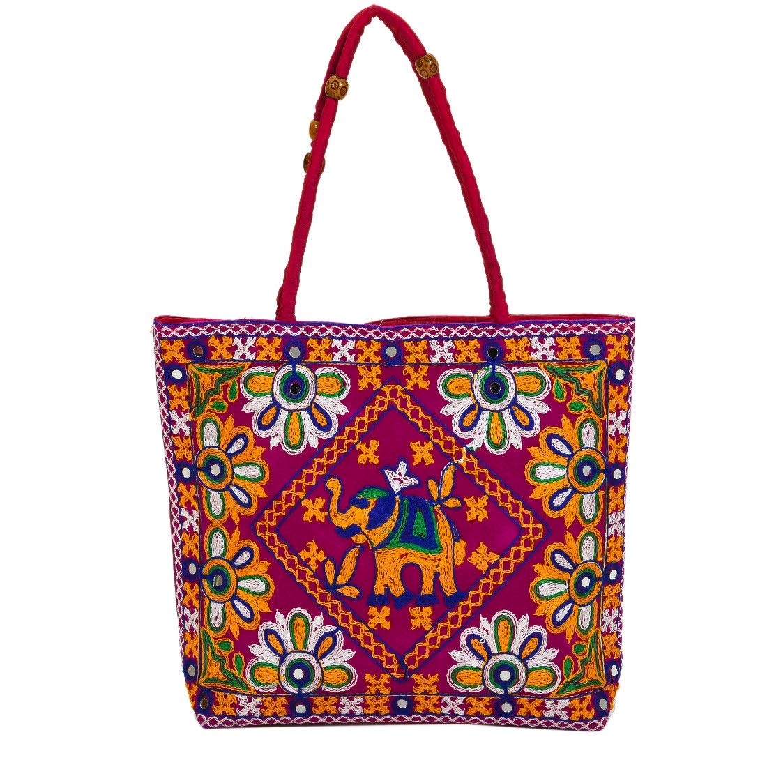 LeeRooyRajasthani Collection and Ethnic Cotton Silk Handmade Handbag for Women's(RJHBG101PINK