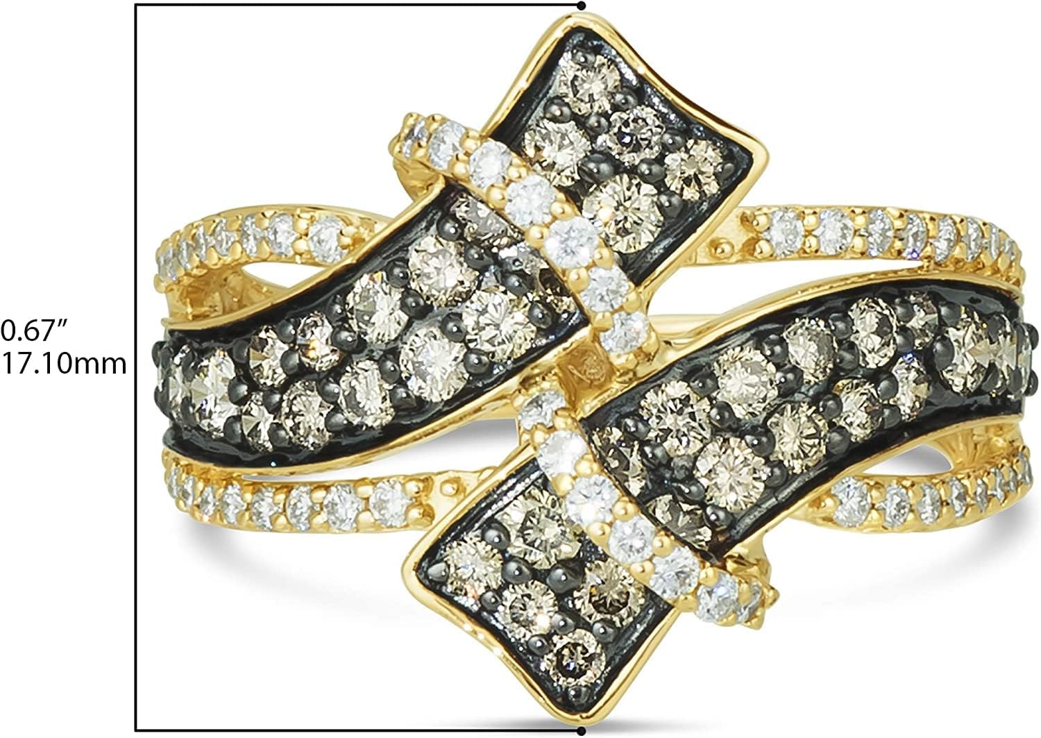 Vanilla Diamond Chocolate Diamond Statement Ring for Women I 14k Yellow Gold Ring for Her (G-H/Brown, VS2-SI1, 1.19 cttw) Anniversary Wedding Promise Band Size 4.25to 11.25 by LeVian