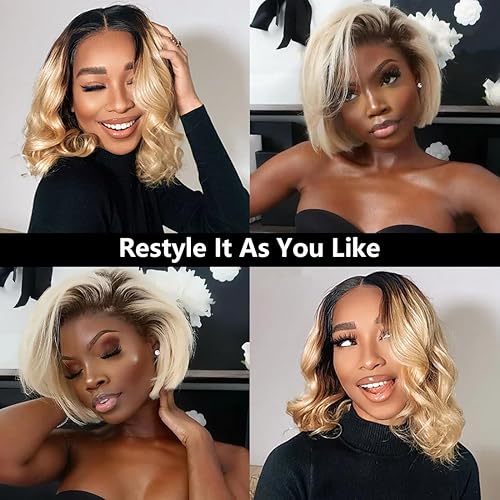 Miniatura 4 de Ali Pearl Peluca rubia 1B613 Bob peluca recta corta de encaje frontal Bob peluca 13x4 Bob peluca para mujeres negras, densidad del 180% pre