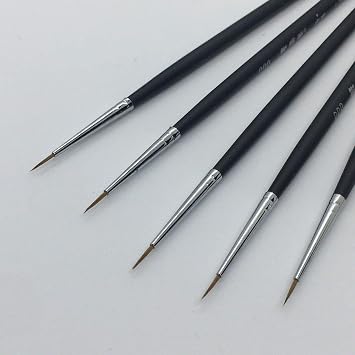 XDT#120 Liner Artist Paint Brush 5 Piece Set Meduim Soft Pure Kolinsky Long Handle #000, Fine & Micro Detail Paints Brush for Painting, Acrylic Oil Watercolor
