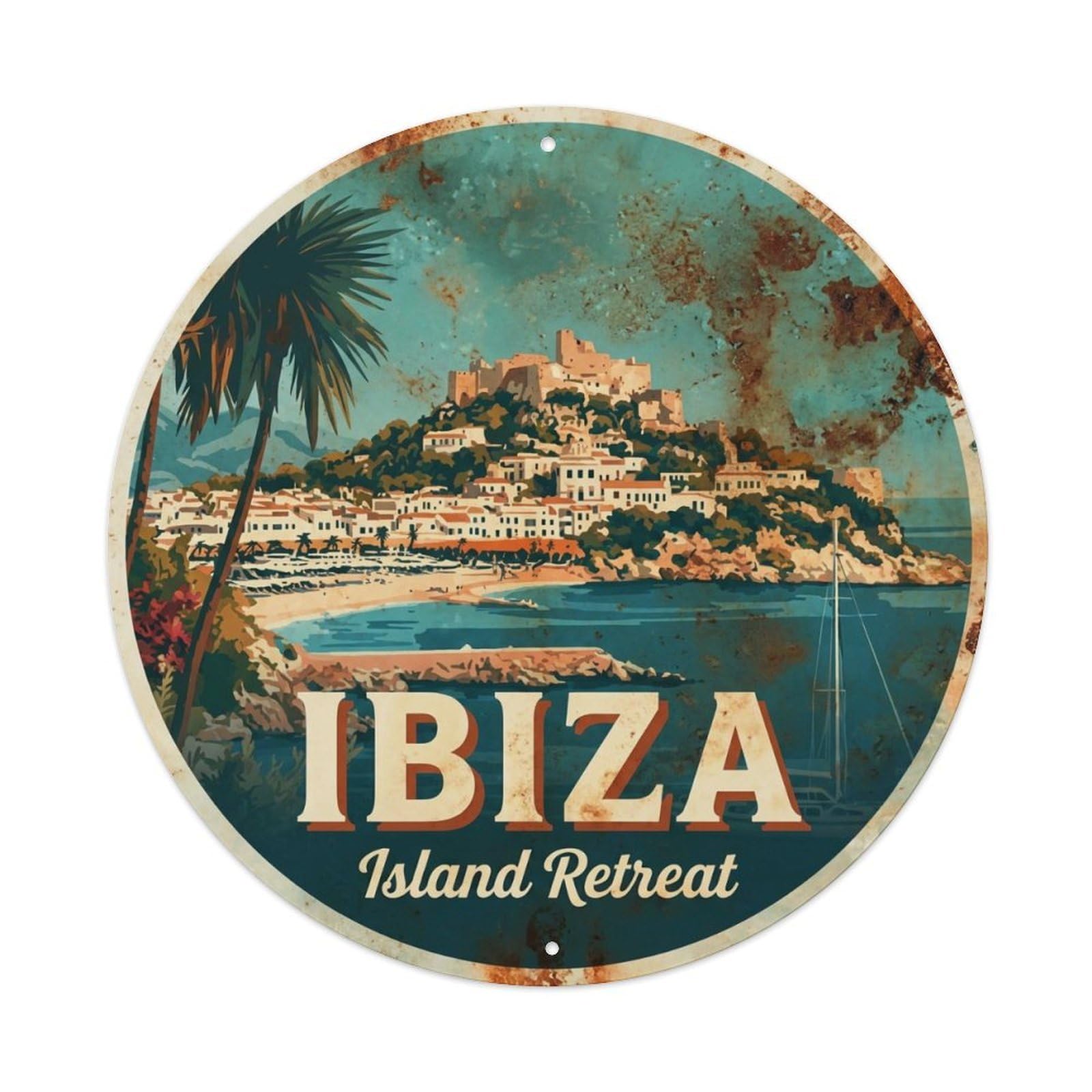 Vintage Travel Ibiza Spain Relic Metal Tin Sign
