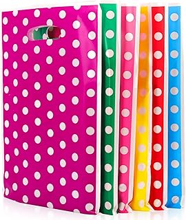 60 PCS Loot Bags Assorted Colors, ASONA Plastic Goodie Bags Party Favor Bags Candy Bags Holiday Treats Bags with Handles for Kids Birthday Party Baby Shower Rainbow Gift Bag with Dot Easter Gift Bags