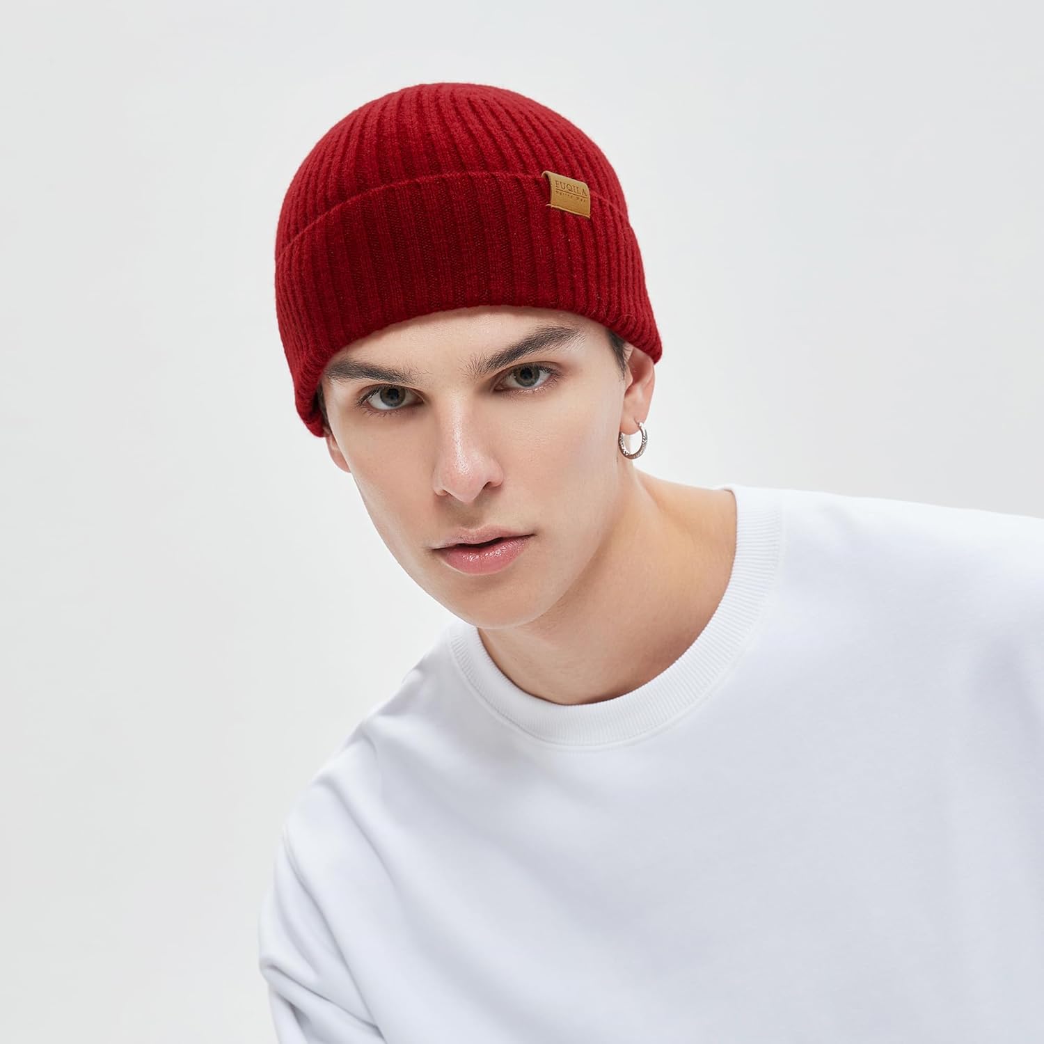 100% Merino Wool Fisherman Beanie Hat, Unisex Warm Winter Hats, Soft Breathable Knitted Short Cuffed Cap - Image 4