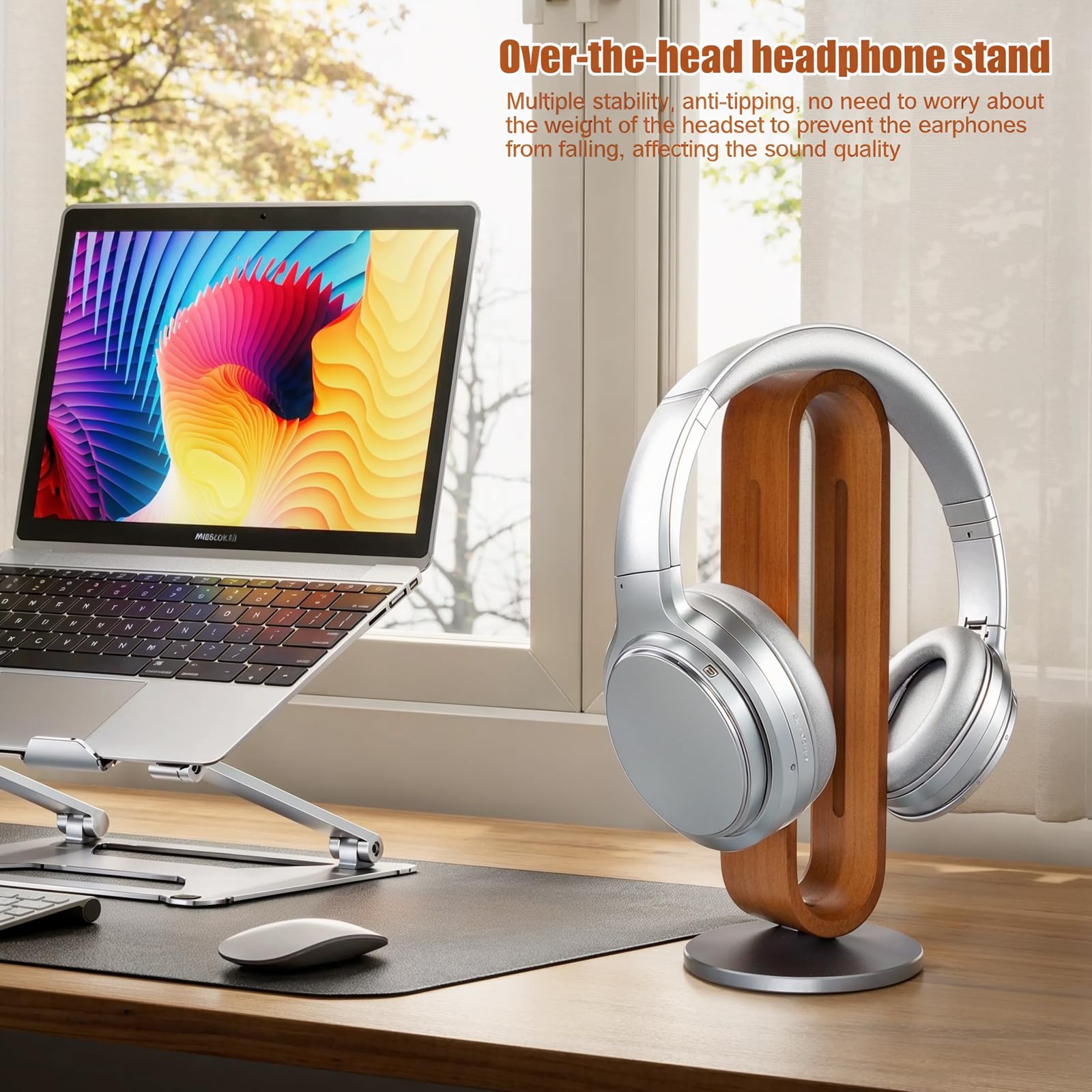NO Support de Casque Audio en Bois, Antidérapant & Durable, Repose Casque Gaming Universel & Forme Unique de U, Porte Casque Gamer Idéal pour Maison, Bureau & Boutique - Marron