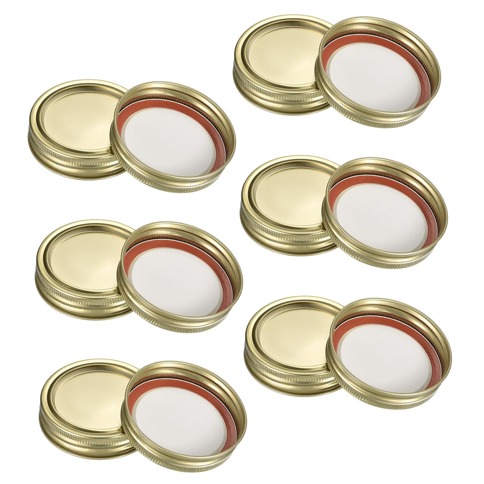 12 Pcs Mason Jar Lids, Tinplate Split-Type Leak Proof Canning Lids & Jam Jar Covers Regular Mouth 70MM Leak Proof for Food Storage Gold
