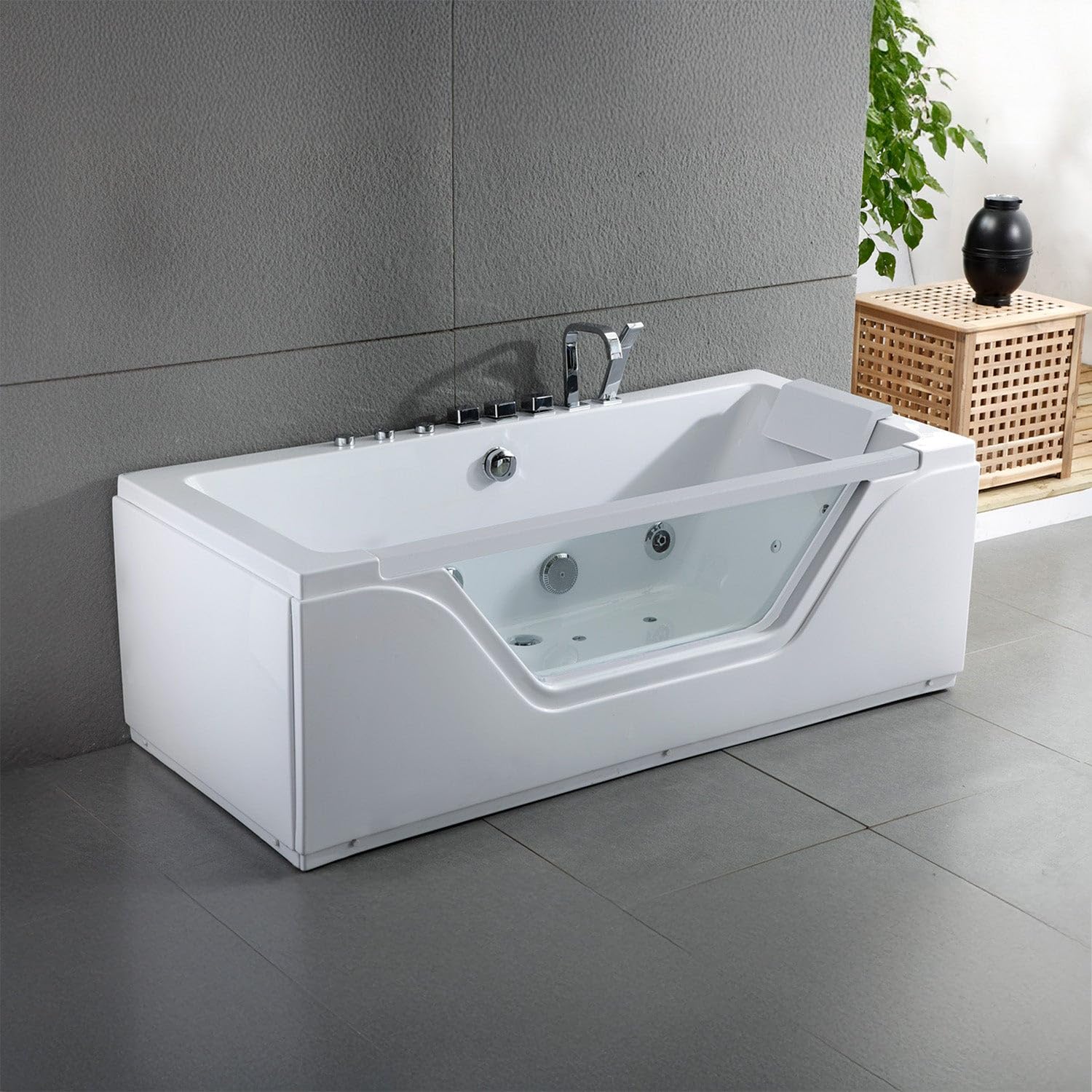 SPALINA Tahiti White Jets - Bañera de hidromasaje con Ojo de Buey L. 170 x l. 78 cm