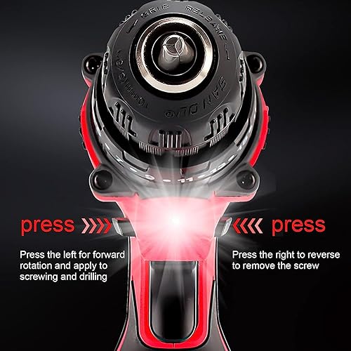 Miniatura 5 de Juego de taladro inalámbrico, juego de herramientas multiusos para taladro, portabrocas sin llave, 2 velocidades variables, con 26 brocastornillos