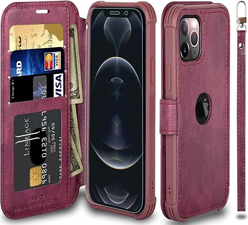 VANAVAGY Funda tipo cartera compatible con iPhone 13 Pro para mujeres y hombres, funda de piel con bloqueo RFID con soporte para muñeca, carga