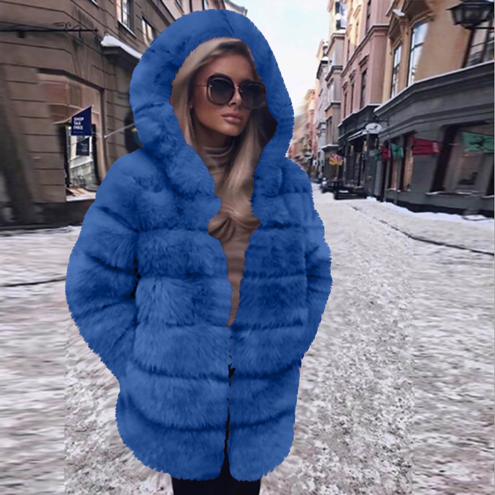 Pelzmantel Damen Felljacke Winter Kunstfell Jacke Kunstpelz Mantel Warm Winterjacke Kuscheljacke Flauschig Fleecejacke Plüschjacke Kunstfellmantel Fellmantel Elegant Wintermantel Strickjacke