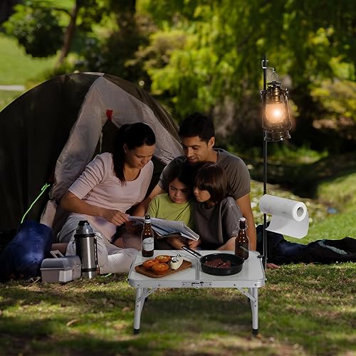 Miniatura 5 de REDCAMP Farol plegable de 72 pulgadas de alto con estacas y ganchos, postes de lámpara plegables de aleación de aluminio ultraligeros portátiles