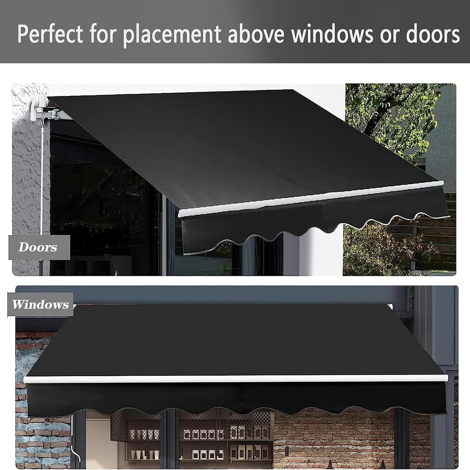 Patio Awning Replacement Fabric Top Cover Durable Exterior Replacement Awning Fabric, Waterproof Tarpaulin UV Protection Sunshade Canvas for Patio, Deck, Garden, Beach(10x5ft(3x1.5m))
