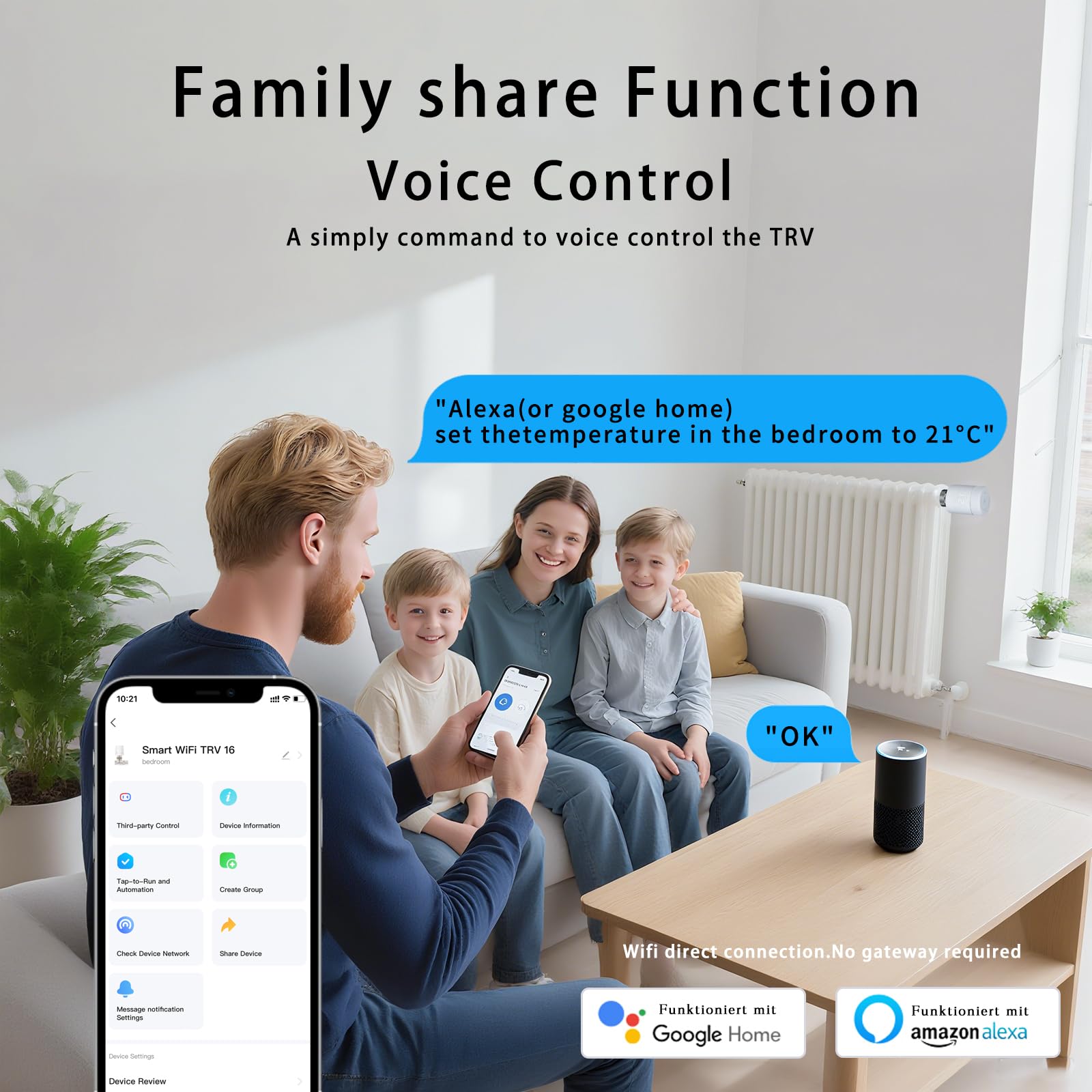 Termostato intelligente per termosifone, valvola termostatica LED, WiFi, termostato programmabile, controllo del riscaldamento, compatibile con Alexa/Google Home/Tuya/Smart Life