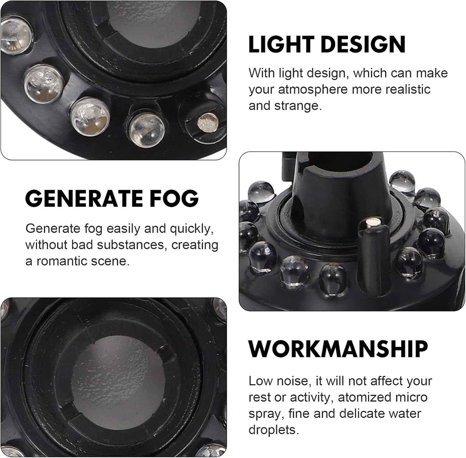 7pcs Light Spray Atomizing Humidifier Machine Fog Black Fishpond Air Mini Unique Birdbath, Water Head Led Fountain Generator Vase Rockery Mister and Fish Tank Practical : Home & Kitchen