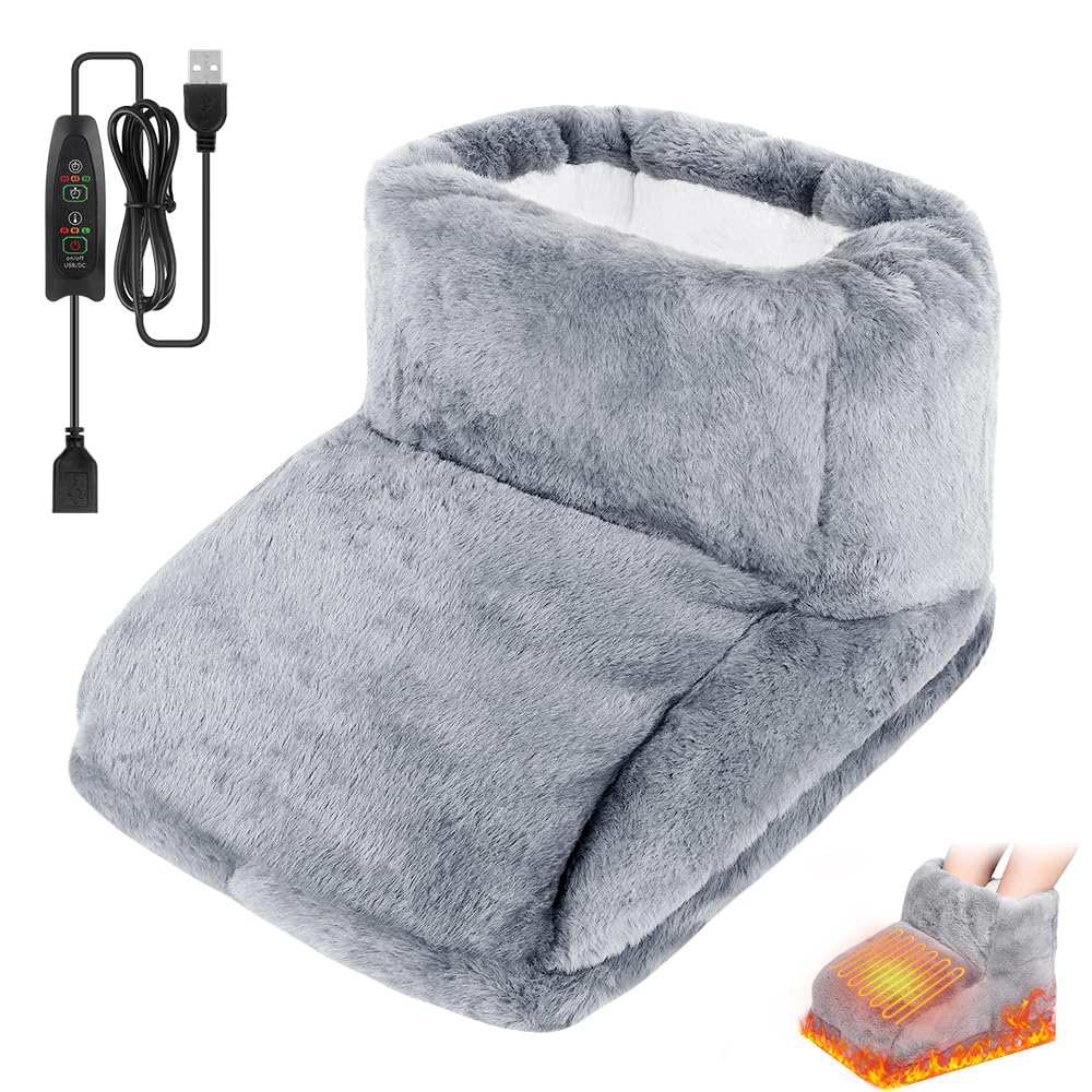 Calentador de Pies Electrico, Calienta Pies Electrico, Funda Eléctrica para Pies, 3 Niveles de Temperatura, para Invierno, Oficina en casa, Gris