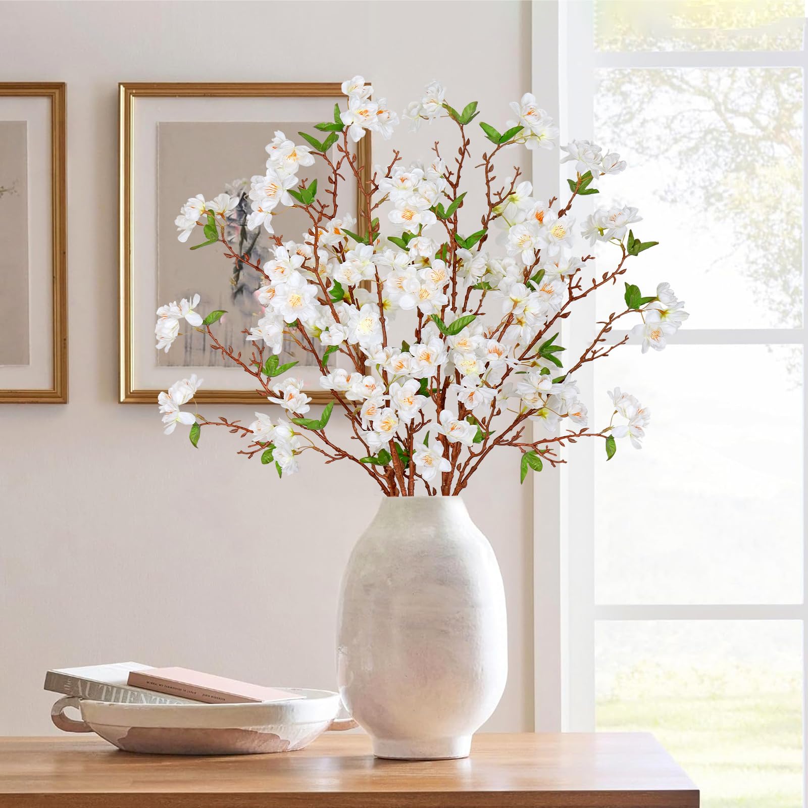 2 Rami Di Fiori Di Ciliegio Artificiali Bianchi In Seta – Steli Lunghi 105 Cm, Pieghevoli E Tagliabili, Perfetti Per Decorazioni Matrimoniali, Vasi E Bouquet