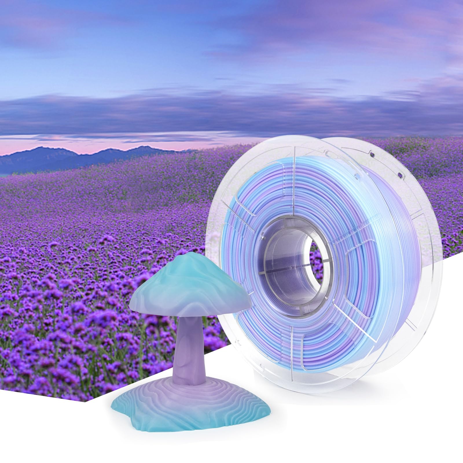 IEMAI PETG Filament 1.75mm 1Kg, Translucide Dégradé Bleu Violet PETG Filament Pour Imprimante 3D, Précision Dimensionnelle +/- 0.02mm