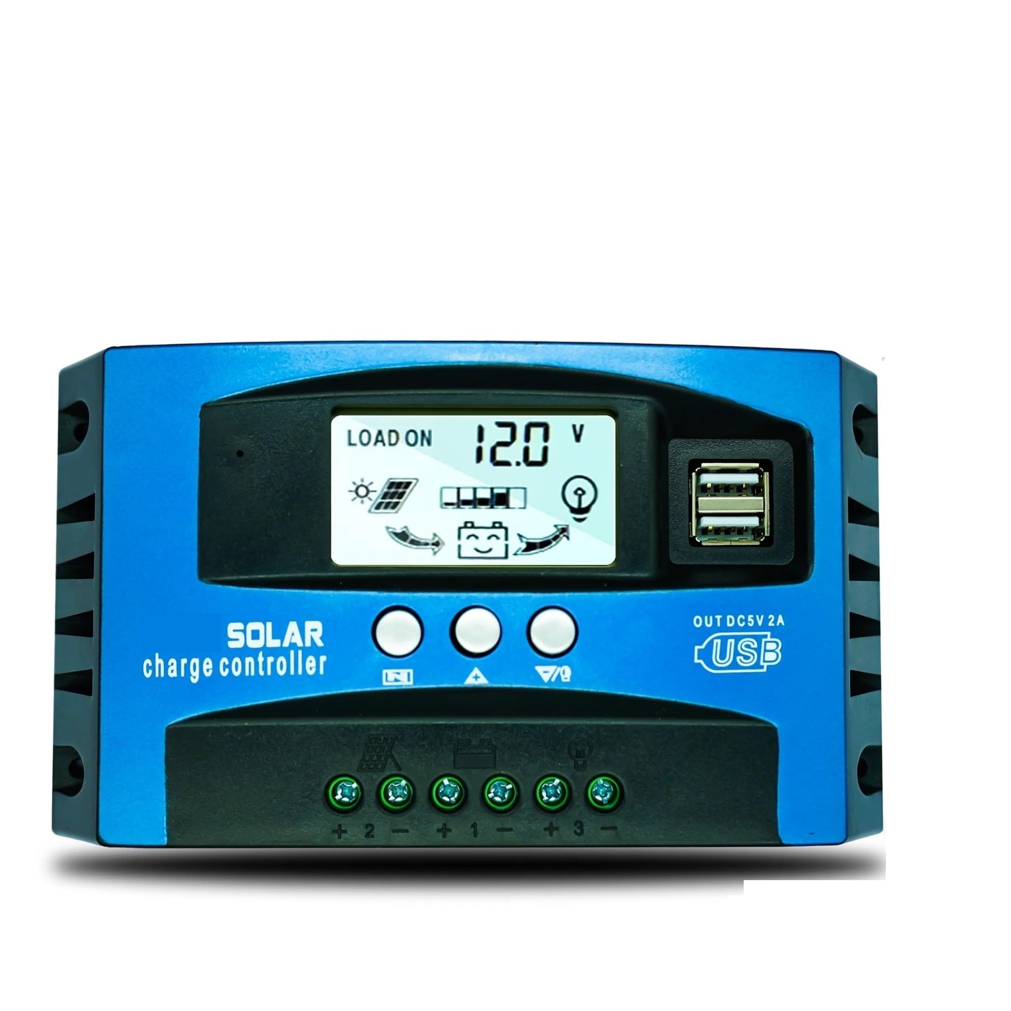 Mjfvn 60A Solar Charge Controller Dual Usb Lcd Display Auto Cell Mppt Panel Charger Regulator With Load(60A)