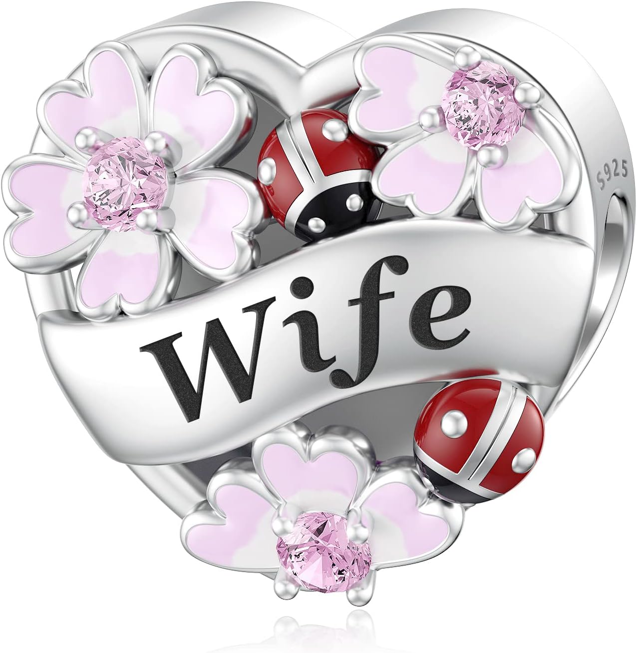 JIAYIQI Heart Love Charms for Mom Grandma Daughter Sister Friend Wife Fit Bracelet 925 Sterling Silver Daisy Ladybug Charm Bead Valentine's Day Mother's Day Birthday Christmas Jewelry for Women