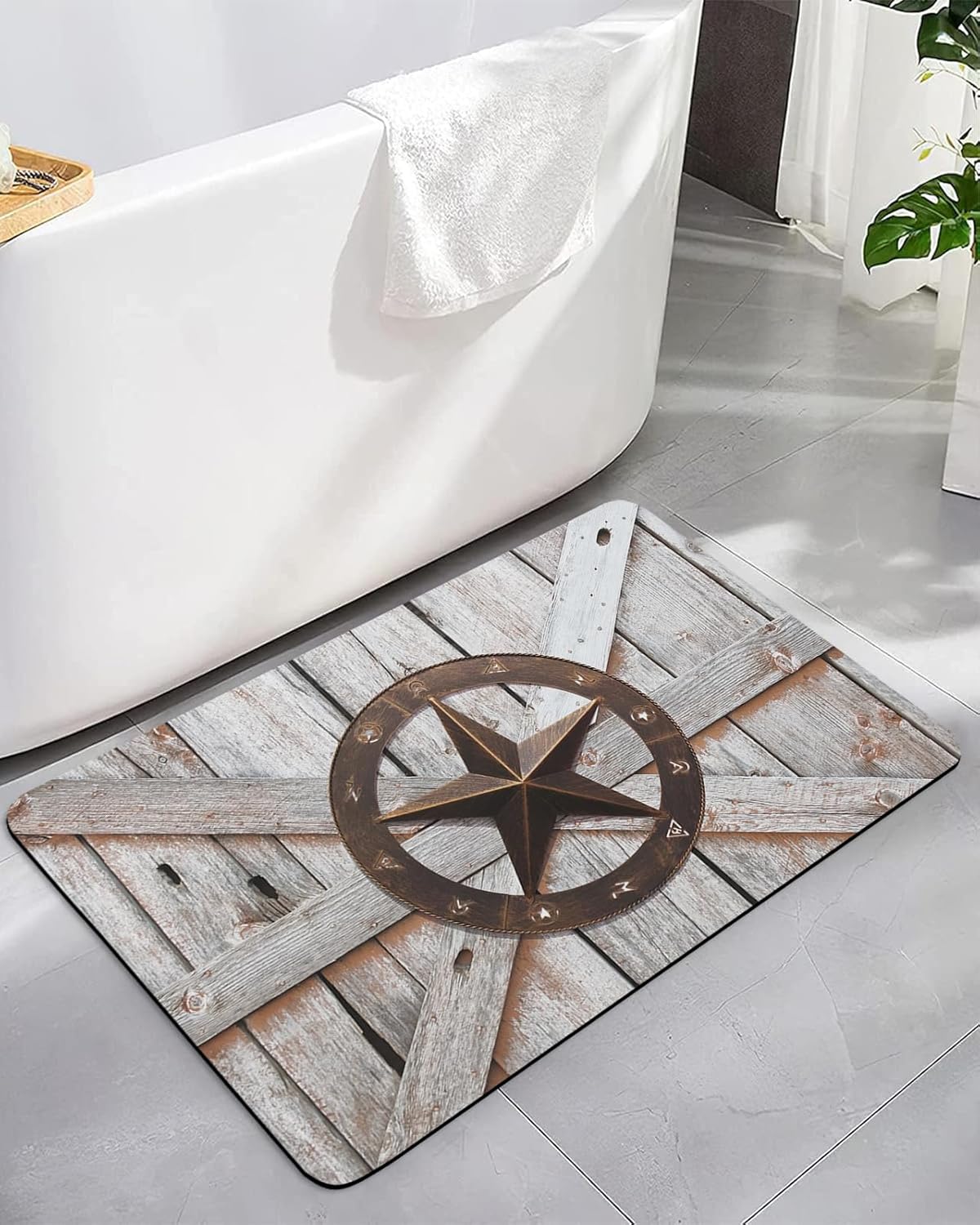 Amazon.com: Diatomaceous Bath Mat,Vintage Farm Country Farmhouse Wooden ...