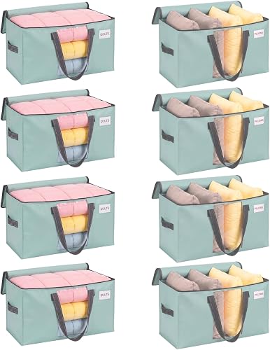 VENO Moving Bags, Wide Open Top, Clear Window, Light Green, 8 Pack