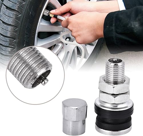 Miniatura 5 de Qiilu Vástagos de válvula de metal, 10 piezas TR161 de metal para automóvil, camión, motocicleta, perno en válvula de neumático de neumático, tallos