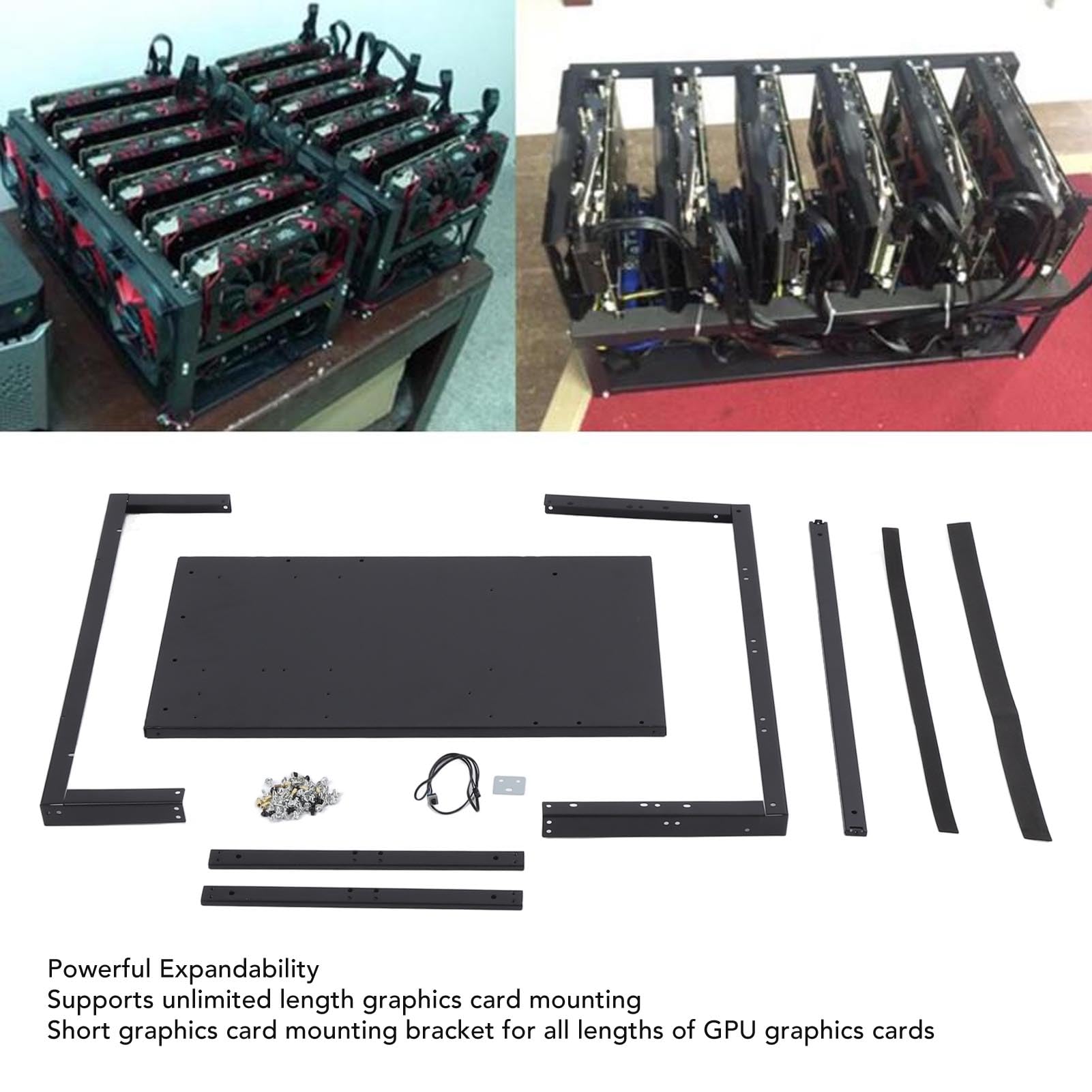 Luocute DIY Otwarta Ramka PC, Obsługa Karty Graficznej od 6 do 8 GPU DIY Podwozie Komputerowe dla Płyty Głównej ATX MATX, Komputer Obsługuje płytę główną ITX Doskonałe Chłodzenie