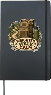 WEIGHTED WALK CALM Rucking Hiking Outdoor Fitness Hardcover Journal, Black