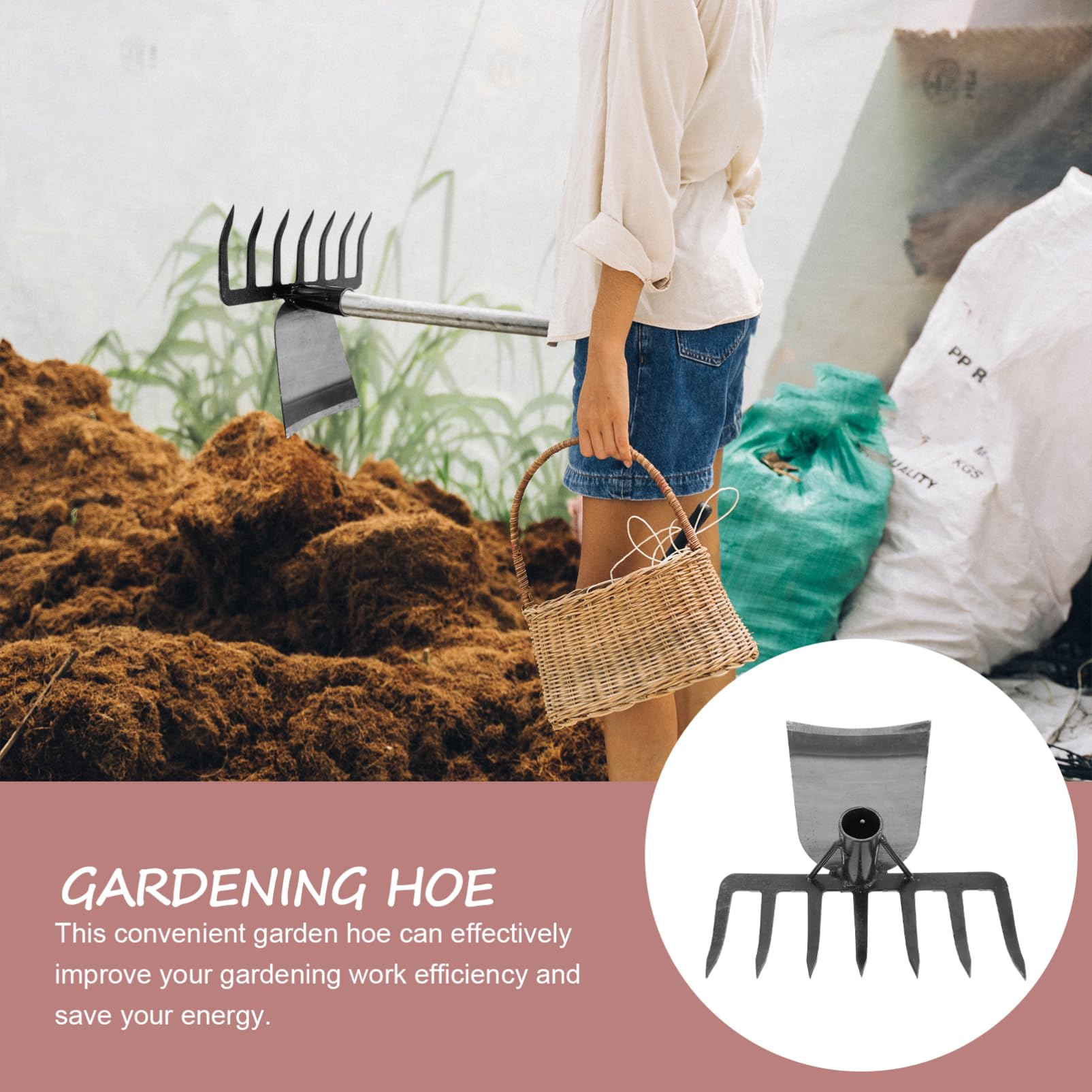 TOYANDONA Houe De Jardin Et Râteau Acier Inoxydable Outil De Jardinage Polyvalent Fournitures De Creusement De Jardin
