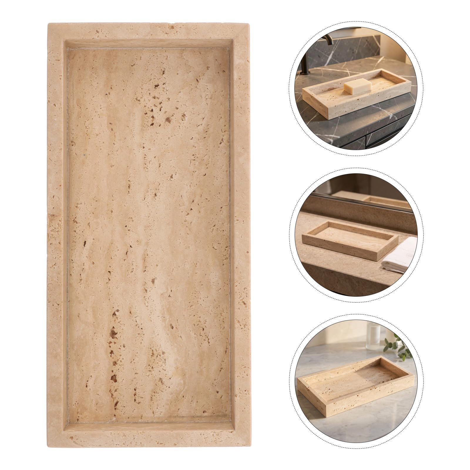 EXCEART Vassoio Marmo Rettangolare 9,8x4,7 Pollici per Bagno e Cucina