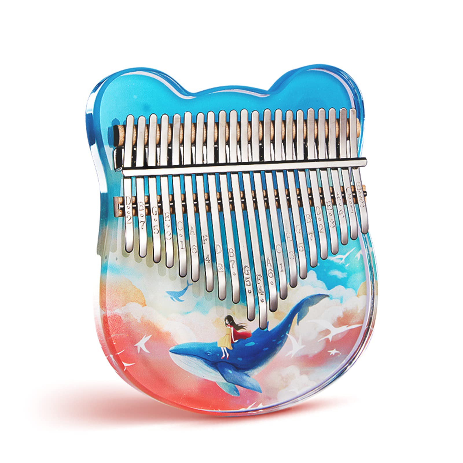 Musikinstrumente, Beruf Kalimba Daumenklavier mit 17/21 Tasten, Lernanleitung und Stimmhammer, Acryl-Fingerklavier für Kinder und Anfänger