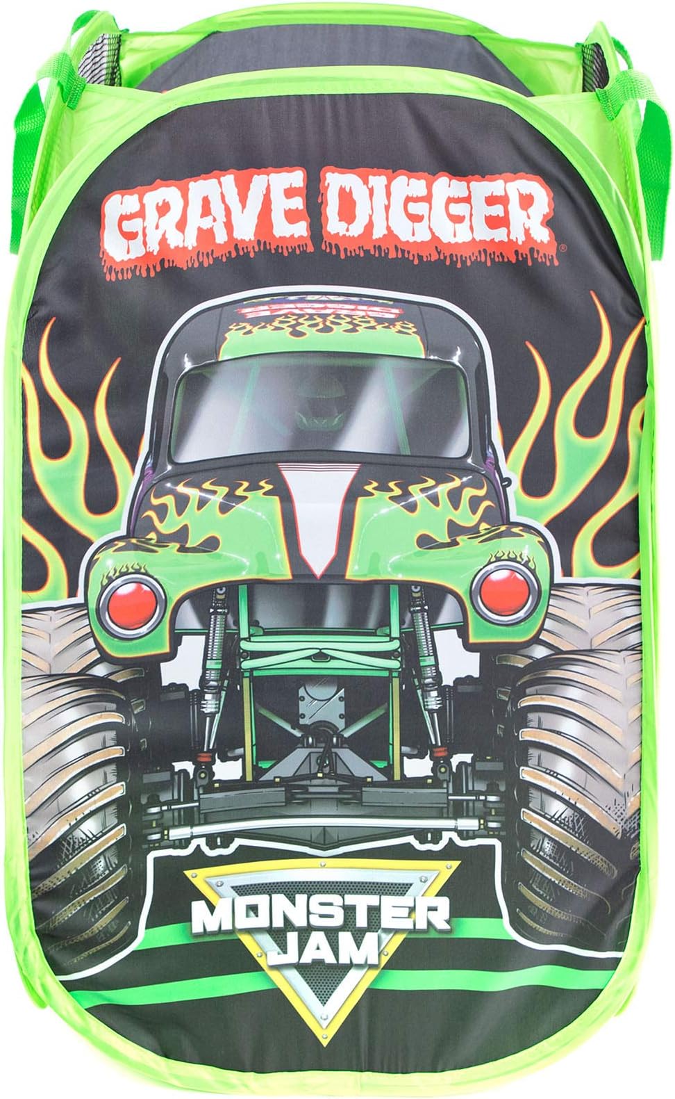 Jay Franco Monster Jam Grave Digger Pop Up Hamper - Mesh Laundry Basket/Bag with Durable Handles