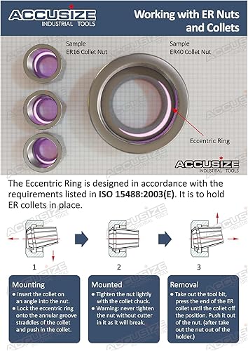 Miniatura 7 de Accusize Industrial Tools Mandril con boquilla Er32 con vástago R8, RPM máximas: 8000 RPM, extremo de barra de tracción 7/16''-20, TIR máximo