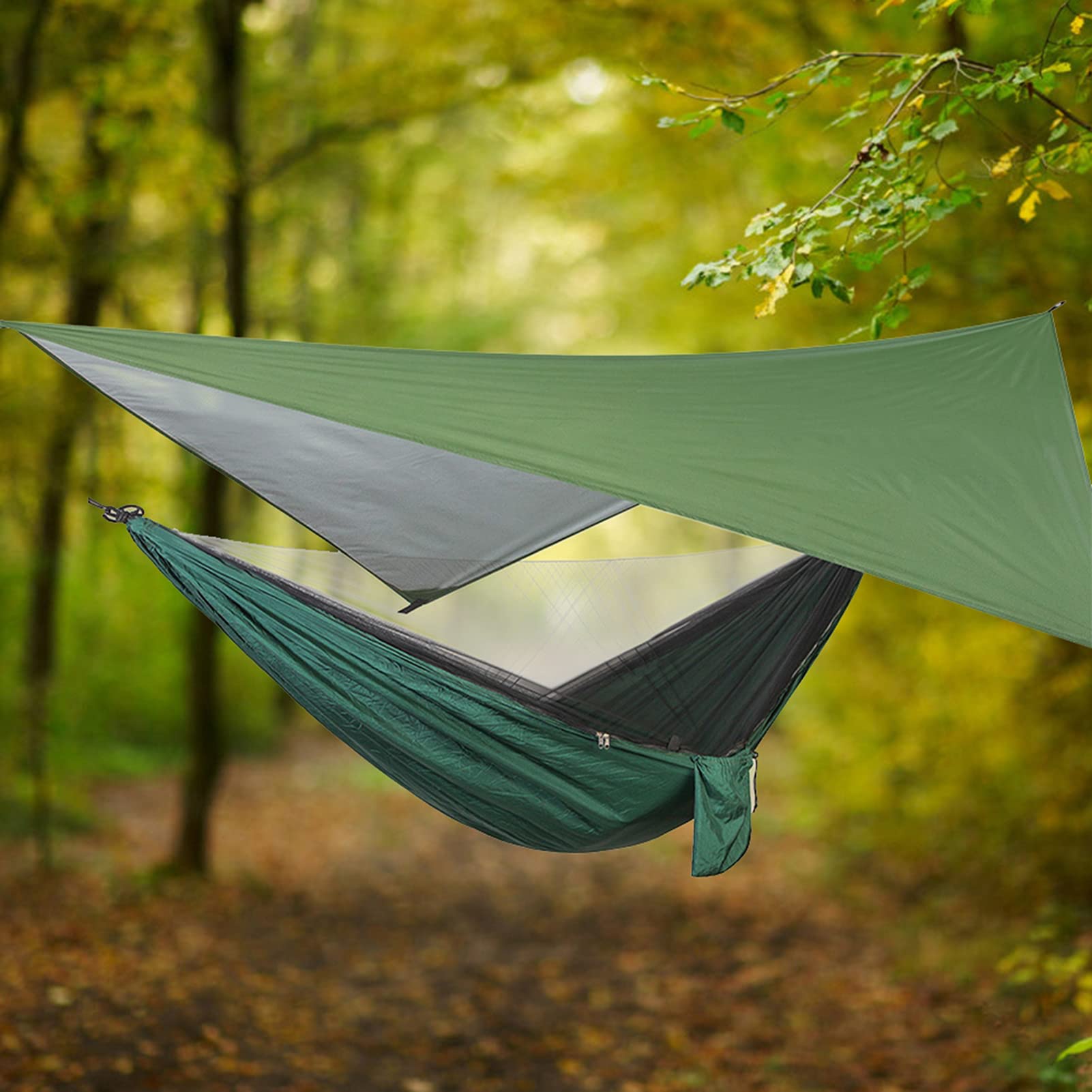 Yosoo Health Gear Amaca Portatile, Amaca Sospesa in Nylon con Zanzariera e Tettoia, Carico 300 Kg 290 X 140 Cm, Doppia Cerniera 3 Cuciture Ad Ago, per Campeggio, Viaggio, Giardino, Cortile