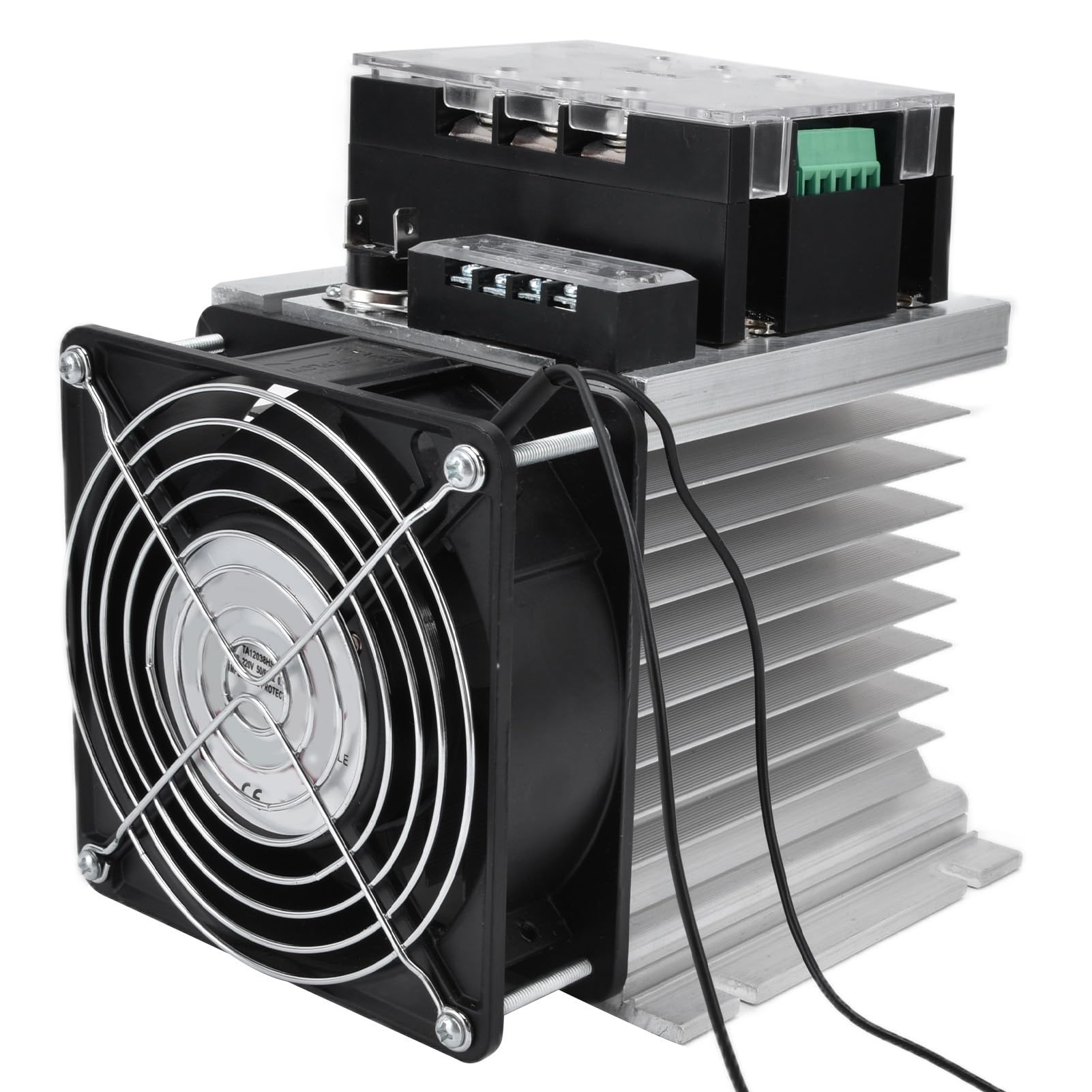Cocoarm Regolatore di Tensione SCR Regolatore di Tensione Trifase a Stato Solido 380VAC con Dissipatore di Calore da 0 a 10 V da 4 a 20 MA Controllo Manuale per Forno Elettrico Trasformatore di