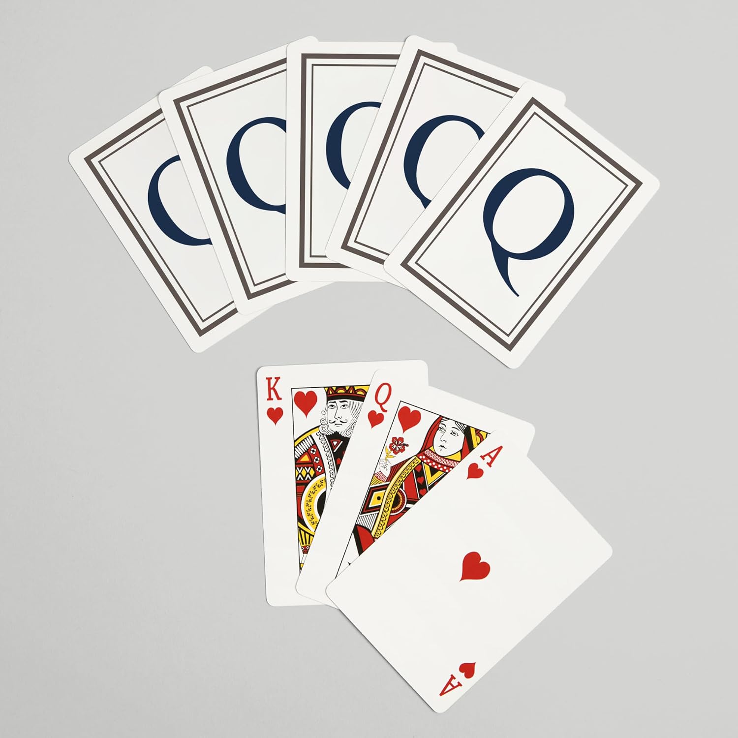 Lantern Press Monogram, Estate, Gray and Blue, Q, 52 Playing Cards for Adults, Poker Size Card Deck
