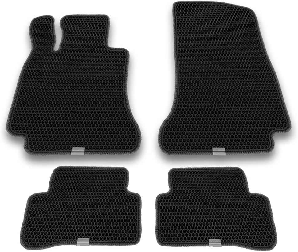 Floor Mats, Custom Fit with Dual Layered Honeycomb Made for Mercedes-Benz C-Class 2015-2018. All Weather Heavy Duty Protection for Front and Rear. EVA Material, Easy to Clean.