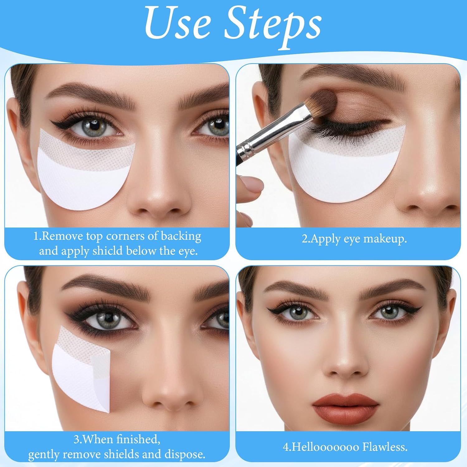 200Pcs Eyeshadow Stickers, Lint Free Under Eye Makeup Shields | Prevent Makeup Residue, For Eyelash Extensions, For Eyeliner, For Lip Tinting