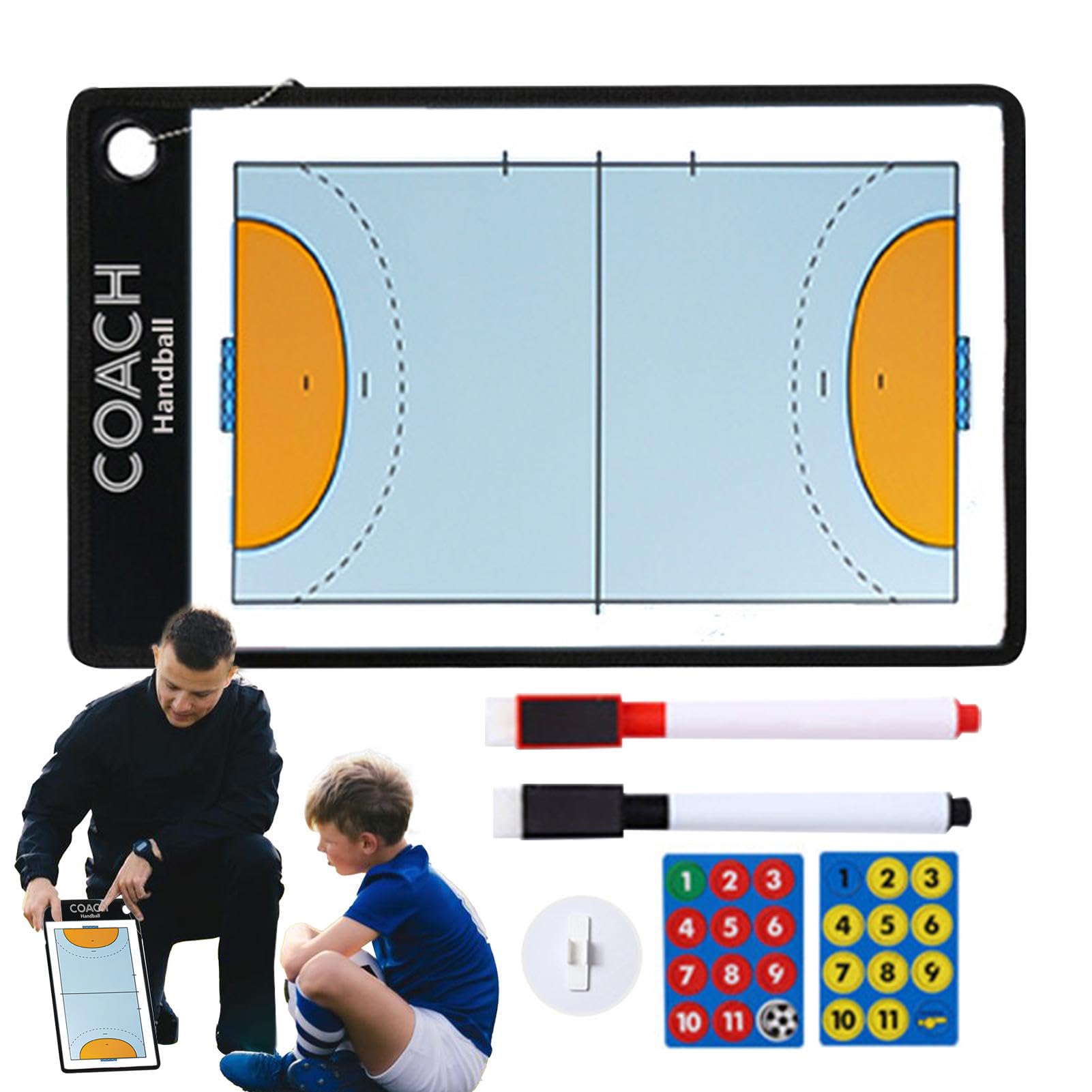 Tableau d'affichage | Tableau d'affichage | Tableau de coaching magnétique | Tactiques de handball portables, outil de stratégie de handball, outil de visualisation du terrain, tableau tactique avec t