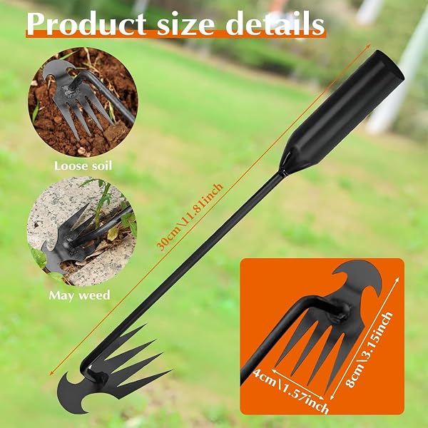 Garden Weed Extractor, Stainless Steel Manual Weeder, Remove Weed Weeds Garden, Manual Weeding Tool, Weeding Rake for Patio, Lawn, Gardening - 2
