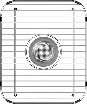 Sink Rack,Sink Protectors for Kitchen Sink,Stainless Steel Sink Grid for Bottom of Sink 11.5"W x 13.8"L,Metal Sink Grate with Strainer,Centered Drain for Single Bowl with Corner Radius,1 pack