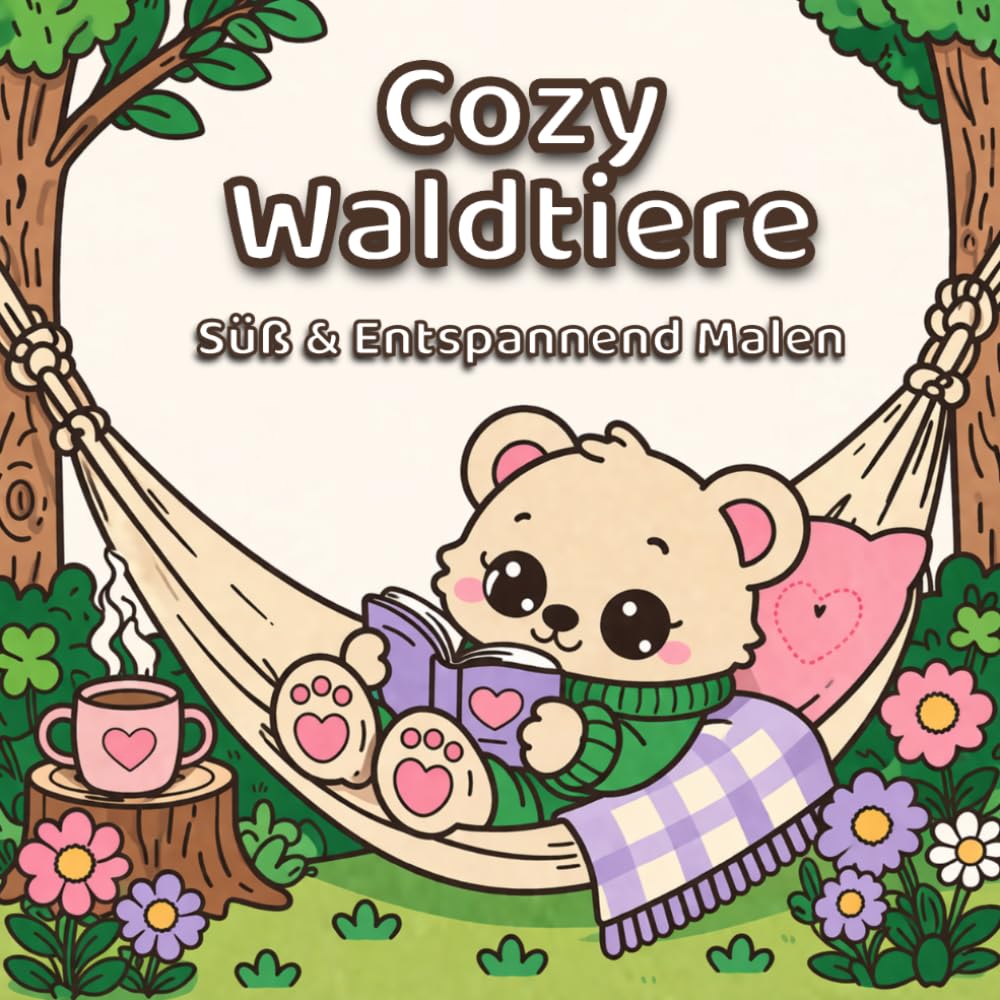 Malbuch für Erwachsene & Jugendliche | Cozy Waldtiere: | Süße Waldmotive zum Entspannen gegen Stress mit gemütlicher Ästhetik (Cozy Tier Momente)
